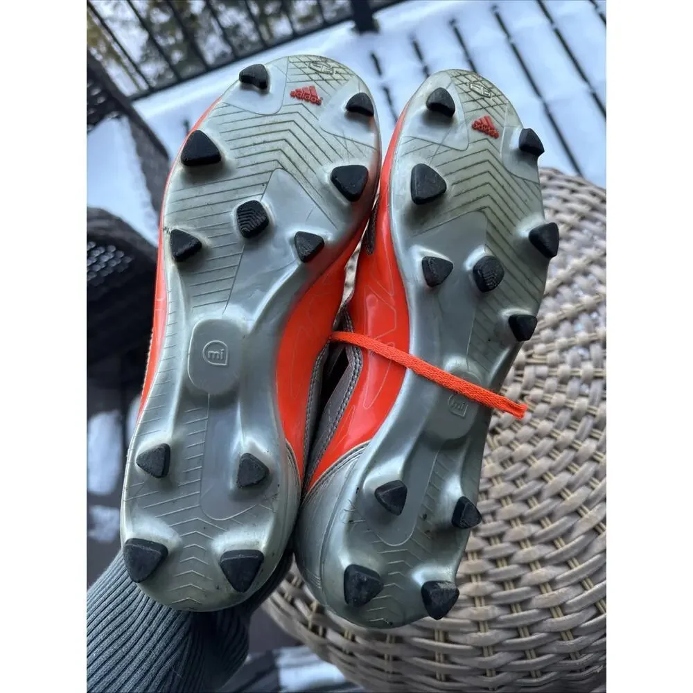 Adidas F50 Adizero Leather Soccer Boots Cleats Gray Orange 8.5 US 8 UK 42 FR